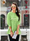 Pista Green Arya Vayu Embroidery Work Designer Party Wear Jam Cotton Western Top 06 